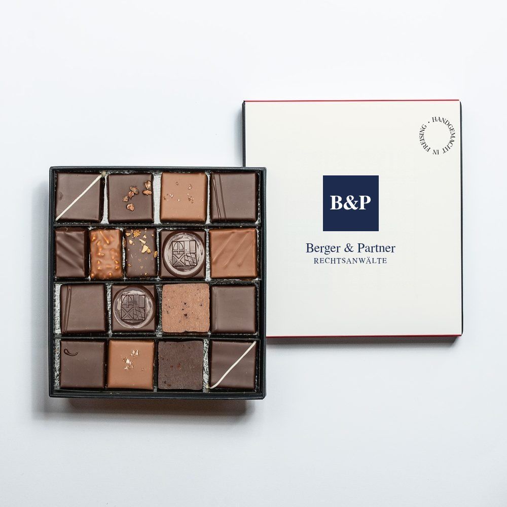Pralinenschachtel mit Banderole, Beispielmotiv